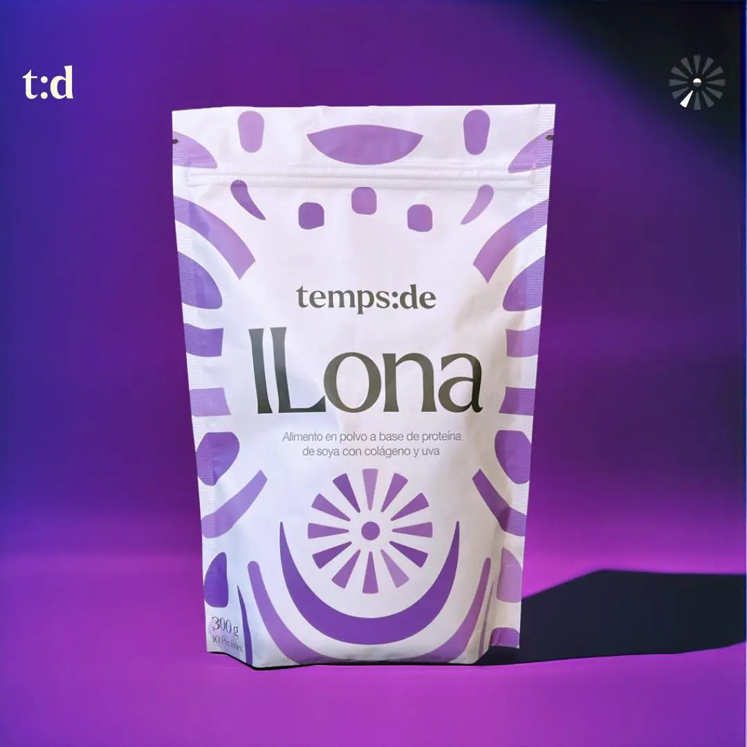 Ver Ilona: Empaque de Ilona sobre fondo morado